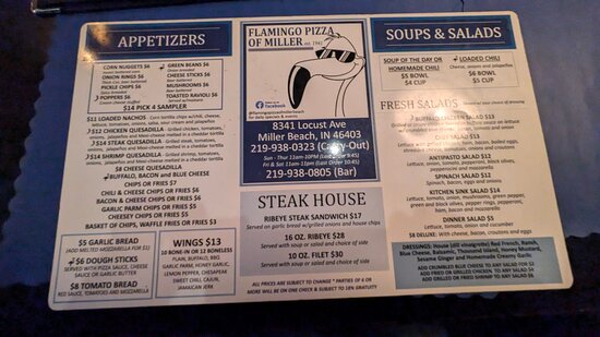 Flamingo Pizza Of Miller menu 1
